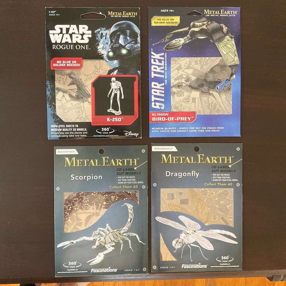 Metal Earth 3D Metal Model Kits, Bundle of 4, NWT